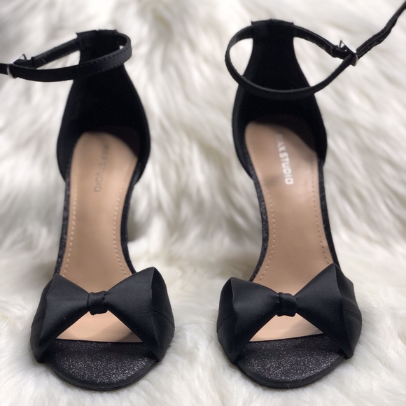 Max Studio Evening Satin Bow Matte Glitter Sandals - Picture 4 of 8